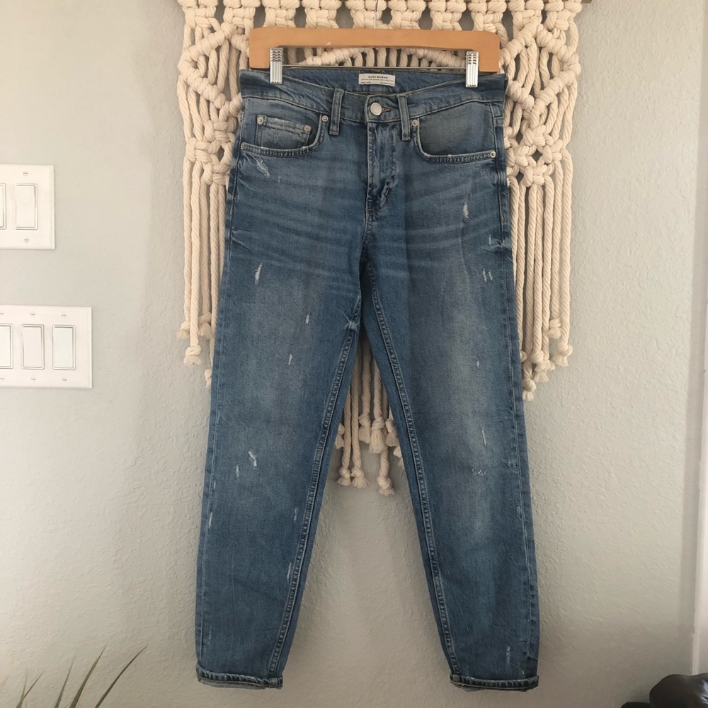 Zara women’s premium denim distressed mom jean